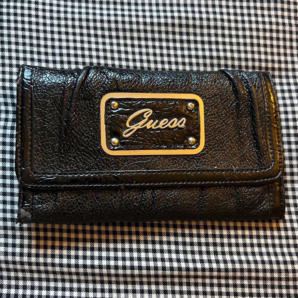 GUESS Black Faux Leather Long Wallet